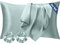 Seiwohl Satin Kissenbezug 40 x 80 2er Set, Weich wie Seidenkissenbezug Silk Pillowcase, Vegane Seide Kopfkissenbezug Kissenhülle Seidenkopfkissen für Haar und Haut mit 2 Haargummis, Ether Grün