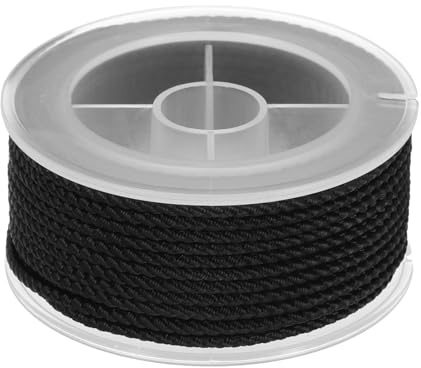sourcing map Nylon Thread Twine Beading Cord, 36ft 2mm Nylon Braided Bracelets String Cord Rope for Jewelry Making DIY Crafts Necklaces, Black