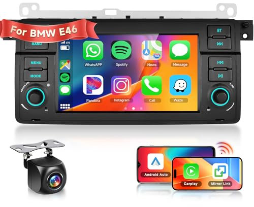 【8 Kern 4+64G】 Hodozzy Carplay Autoradio für BMW E46 3 Serie 1998-2006 Android Autoradio mit Navi,7 Zoll Touchscreen mit Android Auto/DSP/WiFi/GPS/RDS/FM/Bluetooth 5.0/USB