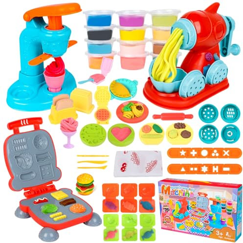 Jovicos Dough Tools and Cutters, Dough Tools Noodle Burger Ice Cream Maker Machine Accessories Set, Kitchen Creations Dough Tools Sets for Kids, Modelling Clay Set, Educational Toy Gift for Kids