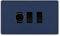BG Evolve Matt Blue 3 Gang Custom Grid Switch 1x LED Dimmer 2x 2 Way Switch