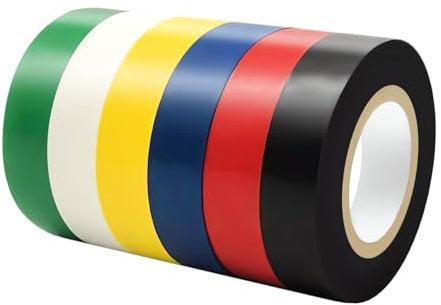 Duccinp Lot de 6 rubans isolants en PVC pour électriciens - 19 mm x 13 m