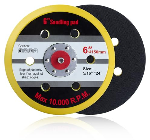 GOLD DEER 6 Inch 6 Hole Hook and Loop Replacement Sander Pad, Dustless | DA Sander Backing Plate, Air Sander Polisher Compatible, Orbital Sander Replacement, for Auto Woodworking Sandpaper