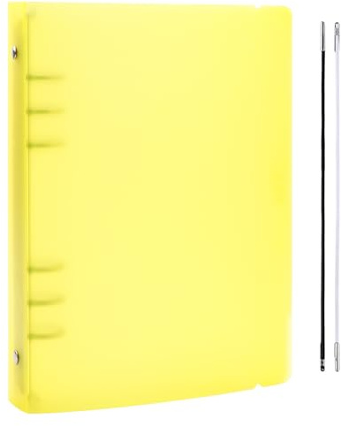 OTCRAFT A5 Ringbucheinband mit 6 Ringen, sauberes, transparentes weiches PVC, nachfüllbare Notizbuchhülle mit Matter Oberfläche für Stempel und Stanzschablonen (gelb)