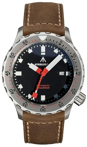 Burnside Steeldive Steelflier SF752, Schwarz, NH35, Saphir, Lume, Tauchen, Leder, BNIB