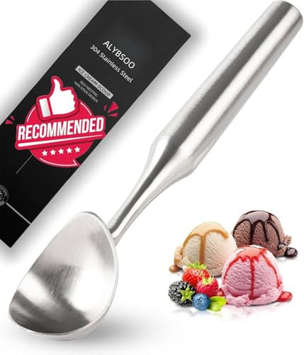 Eisportionierer aus Edelstahl, Spülmaschinenfest, Robuster Eislöffel Portionierer, Einteilige Ausführung Eiskugelportionierer, Ergonomischer Komfortgriff