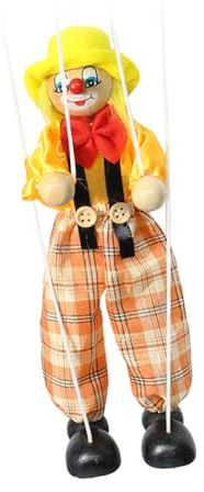 Zymoplas Pull line Puppe Puppe Holz Lustige Bunte Kinder Geschenke Hand Marionette Spielzeug Interaktive Clown Handwerk Spielzeug Haushalt, Gelb