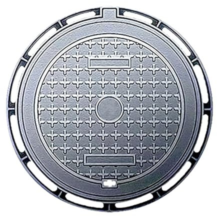 LMXRYPD Couvercle de Regard en Fonte Ductile, Cache Trou Rond de Classe B, Caniveau Exterieur, pour Drain de Cour, Fosse Septique, Puits d'eau et Sol de Garage, Antidérapant(60x70cm)