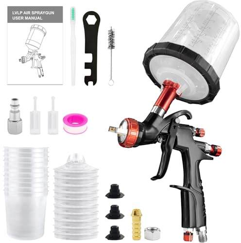 A610 LVLP Air Spray Gun Premium Kit, 1.3mm Paint Sprayer with 650ml Mixing Cup & 10x Disposable Cups, Spray Gun for Painting Cars, Furniture, Fence, Varnish & Top Coat