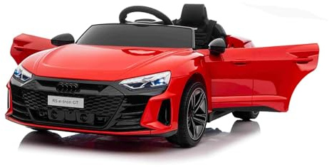 Beneo Motors elektroauto für Kinder 12V Lithium-Batterie Audi RS E-tron GT, Rot, elektrisches kinderauto mit 2,4-GHz-Fernbedienung, USB/AUX/Bluetooth, LED-Leuchten, 2x25W Motor, Originale Lizenz