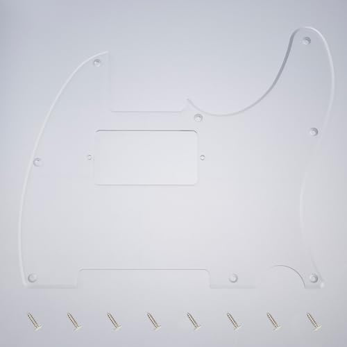 Banworks 1-lagige E-Gitarren-Pickguard 8-Loch HS/HH Amerikanisches TL-Pickguard | Elektrische Gitarren-Scratchplate für USA/Mexikanische Fender Modern Style Standard Tele Telecaster JT/HB-04 Transparent