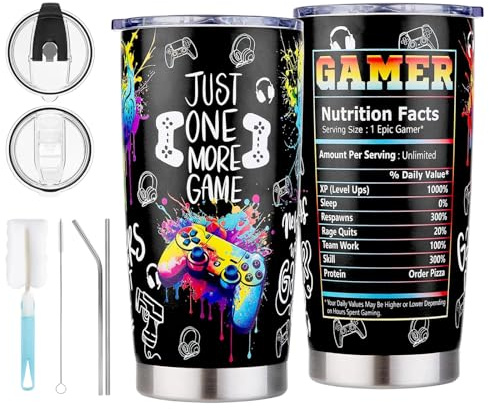 Gamer Gifts, Advanced Insulated Travel Mug, Premium Stainless Steel Tumbler with Unique Gaming Design, Cool Gifts for Gamers Men Teen Boys, Perfect for Gaming Sessions Office