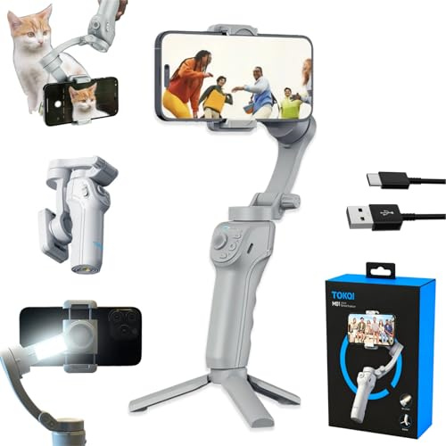 Gimbal UK - 3-Axis Anti-Shake, Multiple Shooting Modes (Pan Follow/Inception/Timelapse), 12H Battery, 320g Foldable, Fits 4.7-6.7 Phones/Action Cams, 24-Month Warranty