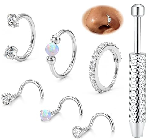 ORAZIO 6 Stück Nasenpiercing Gold Chirurgenstahl Septum Piercing Hufeisen | 18G L/S-Förmiger Chirurgenstahl Nasenstecker Septum Ring Hypoallergen Nostril Piercing Hufeisen Gold/Silber Damen Set