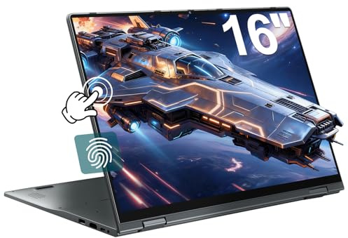 jumper Laptop 16 Zoll, Touchscreen Laptop 16GB DDR5 640GB Storage, 4-Core, Fingerabdruckleser, Tastatur mit Hintergrundbeleuchtung, BT5.2, WiFi 6, 53.2WH, für Studenten Business
