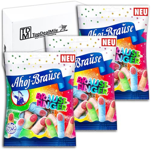TopDealMile- Vorratspack für Ahoj-Brause Brause-Finger 3 x 150g Kaubonbons mit Fruchtgummi