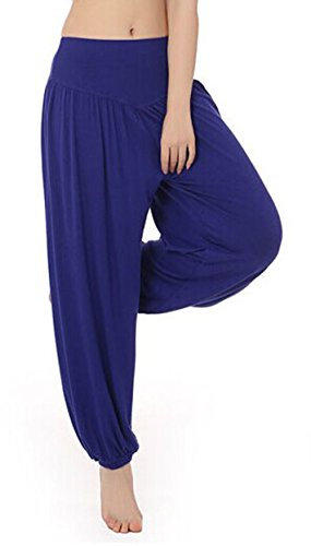 MEISHINE® Donna Modal Elastico Yoga Pantaloni Harem - Fitness, Pilates, Danza, Workout, Sportivi, Jogging (Taglia XL, Royal Blu)