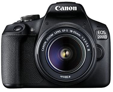 Canon EOS 2000D Spiegelreflexkamera - mit Objektiv EF-S 18-55 F3.5-5.6 III (24,1 MP, DIGIC 4+, 7,5 cm (3.0 Zoll) LCD, Display, Full-HD, WiFi, APS-C CMOS-Sensor), schwarz
