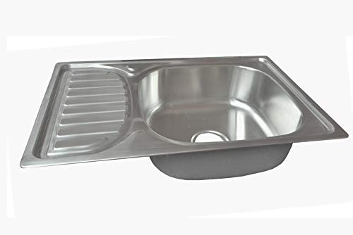 1x évier inox brossé de cuisine à un 1 bac en acier inoxydable 304 carré lavabo de cuisine petit 65 * 42
