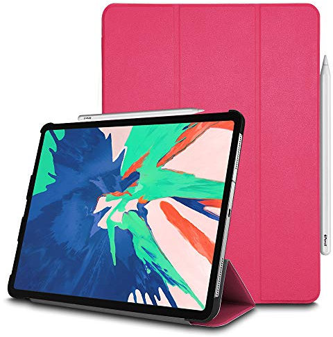 TECHGEAR Smart Coque pour iPad Pro 11 2018, [Compatible Pencil] Coque Smart Case Stand Trois-Pli avec Protection d'Angles [Auto Réveil/Sommeil] pour iPad Pro 11 Pouces 2018 Seulement - Rose