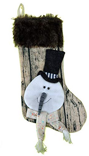 heimtexland Nikolausstiefel XXL mit Plüschkopf zum Hängen Nikolausstrumpf Geschenkbeutel Nikolaus Weihnachten Dekostiefel Nikolausstrumpf Schneemann 50 cm Typ592