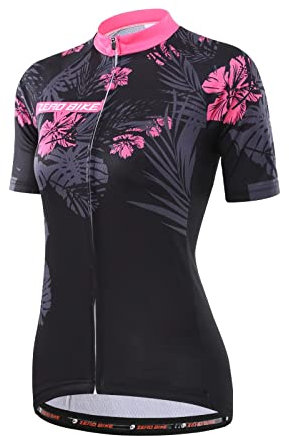 Damen Atmungsaktiv Schnelltrocknend Fahrradtrikot, Outdoor Kurzarm Radsport-Shirt, 0004, XL