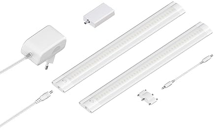 ledscom.de Smarte LED Unterbau-Leuchte SIRIS weiß matt, WLAN-Controller, flach, Smart-Home, Alexa-fähig, je 30cm, je 368lm, warmweiß, 2er Set