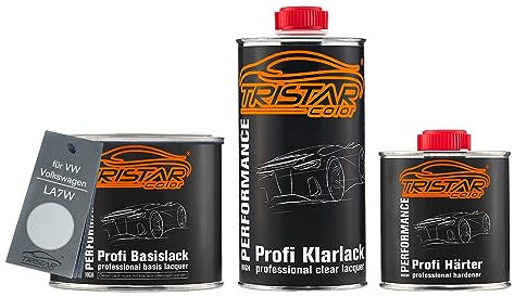 TRISTARcolor Autolack Set Dose spritzfertig für VW/Volkswagen LA7W Reflexsilber Metallic/Reflex Silver Metallic Basislack + 2K Klarlack 1,25L