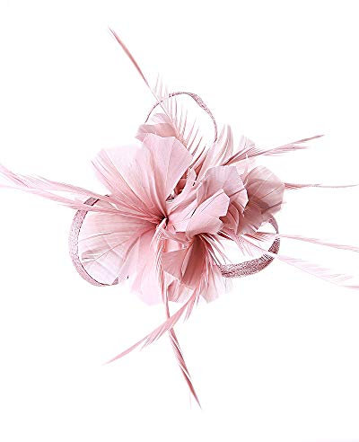 HotStyleZone Dusky Pink Feather Clip Fascinator Brooch Pin Ladies Day Royal Ascot Weddings Elegant Dusty Pink Hatinator