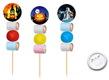 Lote de 15 Originales Brochetas de GolosinasChapa Alfiler Halloween. Recuerdos. Juguetes y Regalos para Fiestas de Cumpleaños, Bodas, Bautizos y Comuniones.DC