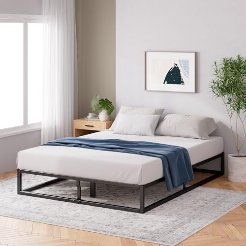Cadre de lit plateforme en métal 25 cm Joseph ZINUS | Sommier | Support à lattes en bois | Rangement sous le lit | 140 x 190 cm | Noir