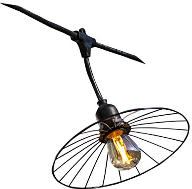 Guirlande lumineuse extérieur avec abat-jour en acier effet cage 10 ampoules à filament douille E27 LED blanc chaud CHIC CAGE LIGHT 6m