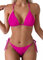 Tainehs Damen Sexy Neckholder Tanga Bikini Tie Zwei Seiten Bottom Triangle Badesachen Badebekleidung, Rosenrot, Medium