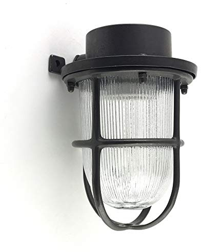 KsH und Co IP64 Nautische Außenwandleuchte aus schwarzem Oxid-Messing mit Porzellanfassung E27 IP64