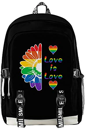 JLTPH Unisex 3D Rucksack LGBT Gay Pride Regenbogenflagge Love is Love Laptop Rucksäcke Daypack College Schulranzen Schultasche Reiserucksack