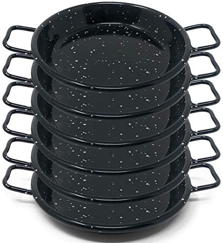 Menax - Paella Pfanne Mini - Stahl Antihaftbeschichtet - Schwarz - Set 6 - Ø 10 cm - 1 Portionen