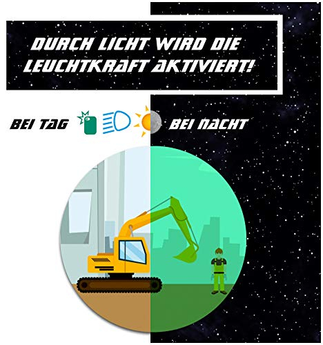 yabaduu Schutzfolie für Tonie Lauscher Design Aufkleber Cover für Kopfhörer kindgerecht passgenau selbstklebend Folie Zubehör für Kinder Spielzeug (Nr. 16 Bagger, Nachtleuchtend)