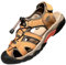 Topwolve Sandales de Marche Homme Cuir Bout Fermé Sandales de Plage Nu Pied Randonnée Sandales Été Extérieur Chaussures de Plage Sport,Jaune,41 EU