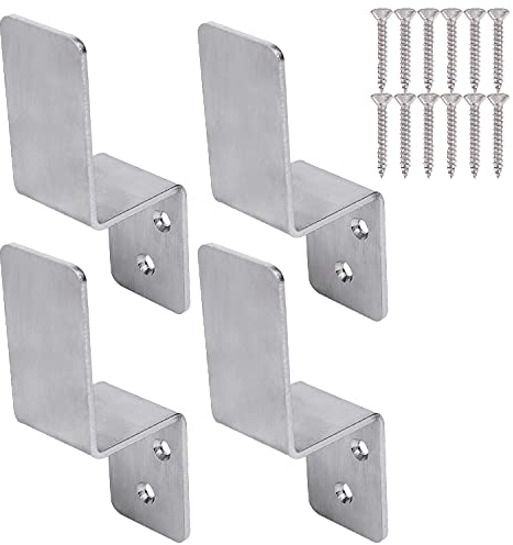 KSWLOR 2x4 Door Barricade Brackets|4PCS Heavy Duty Stainless Steel Drop Open Bar Security Door Lock Bracket Door Barricade Open Bar Holder Fits 2 by 4 Lumber,Security Z Bracket for Barn,Gate,Shed,