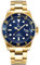 Alienwork Armbanduhr Herren Damen Gold Edelstahl Metallarmband Kalender Datum Marineblau Klassik Elegant