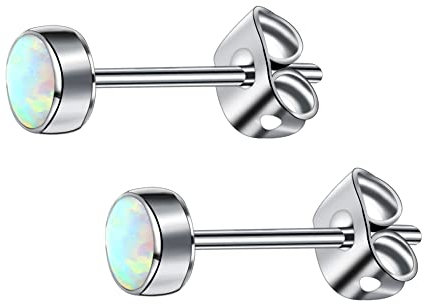 Artskin 5 mm Titan Ohrringe Opal Ohrstecker für Frauen Mädchen Ohrringe hypoallergen nickelfrei Ohrstecker für empfindliche Ohren Geburtstagsgeschenk