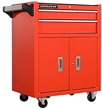 Tool Chest with Drawer Liner Roll, 16-Inch, Rolling Tool Box Cabinet Trolley, 2 Drawer Steel Tool Cart for Mechanics and Home Garage, Black (Color : Red)