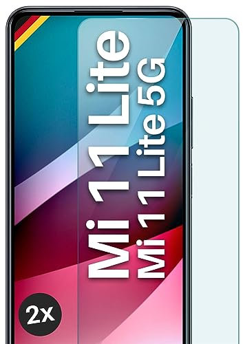 Moex Verre trempé compatible avec Xiaomi Mi 11 Lite/11 Lite 5G - Film de protection en verre, film protecteur d'écran incassable, film de verre pare-balles transparent, lot de 2