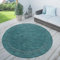 TT Home In-& Outdoorteppich Wetterfest Terrasse Küche Modern Mit Umrandung Unifarben, Farbe: Türkis Blau, Größe:120 cm Rund