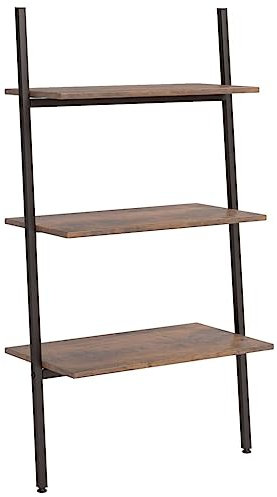 vidaXL Anlehnregal mit 3 Ablagen Bücherregal Büroregal Standregal Aktenregal Leiterregal Wandregal Bücher Regal Dunkelbraun Schwarz 64x34x116 cm
