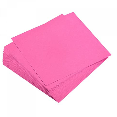 sourcing map Lot de 100 feuilles de papier origami double face rose fluo 15 cm x 15 cm 70 g/m² pour projets artistiques, débutants, décoration de cadeaux