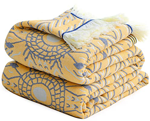 SAYT RLAE Tagesdecke Boho Decke 100% Baumwolle Kuscheldecke Bettwäsche 150x200cm, Throw Blanket for Bed Sofa, Doppelseitig Decke Sofa überwurfdecke Couchdecke Wendedecke Bettüberwurf