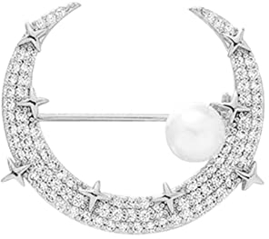 Caritierily Stern Mond Brosche Weiblichkeit Perle Anzug Zubehör Pin Feste Kleidung Corsage Schnalle Nadel Schmuck 1 Brosche