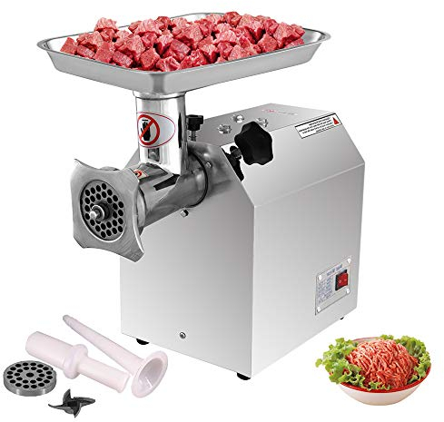 Samnuerly Commercial Meat Grinder Stainless Steel Cutting Blade 800/1100W Electric Sausage Maker Electric Meat Slicer with Knife Head, Pressing Rod, Sausage Tube (Jr22)