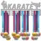 CREATCABIN Karate-Medaillenaufhänger Sportmedaillenhalter Über 60+ Medaillen Eisenhalter Rahmen Wandmontage Aufhängen Für Medaillengewinner Fußballmarathon Sportler Geschenk 40x15cm Platin Farbe